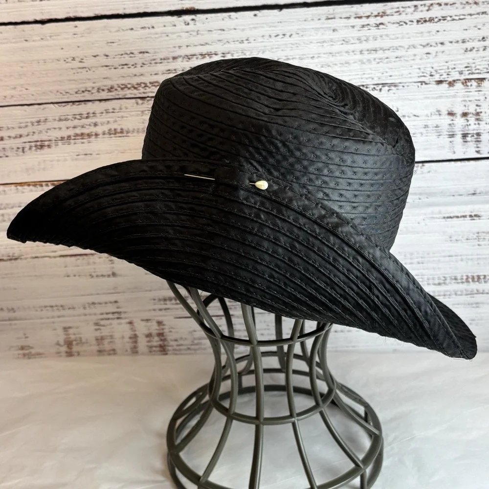 True Vintage Grosgrain Black Hat Pin M Brimmed Sun Cottage Boater Classic Iconic